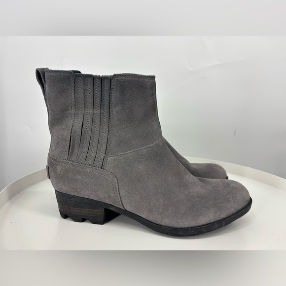 Sorel Gray Suede Side Stretch Climbing Walking Booties 7.5 - Picture 2 of 3